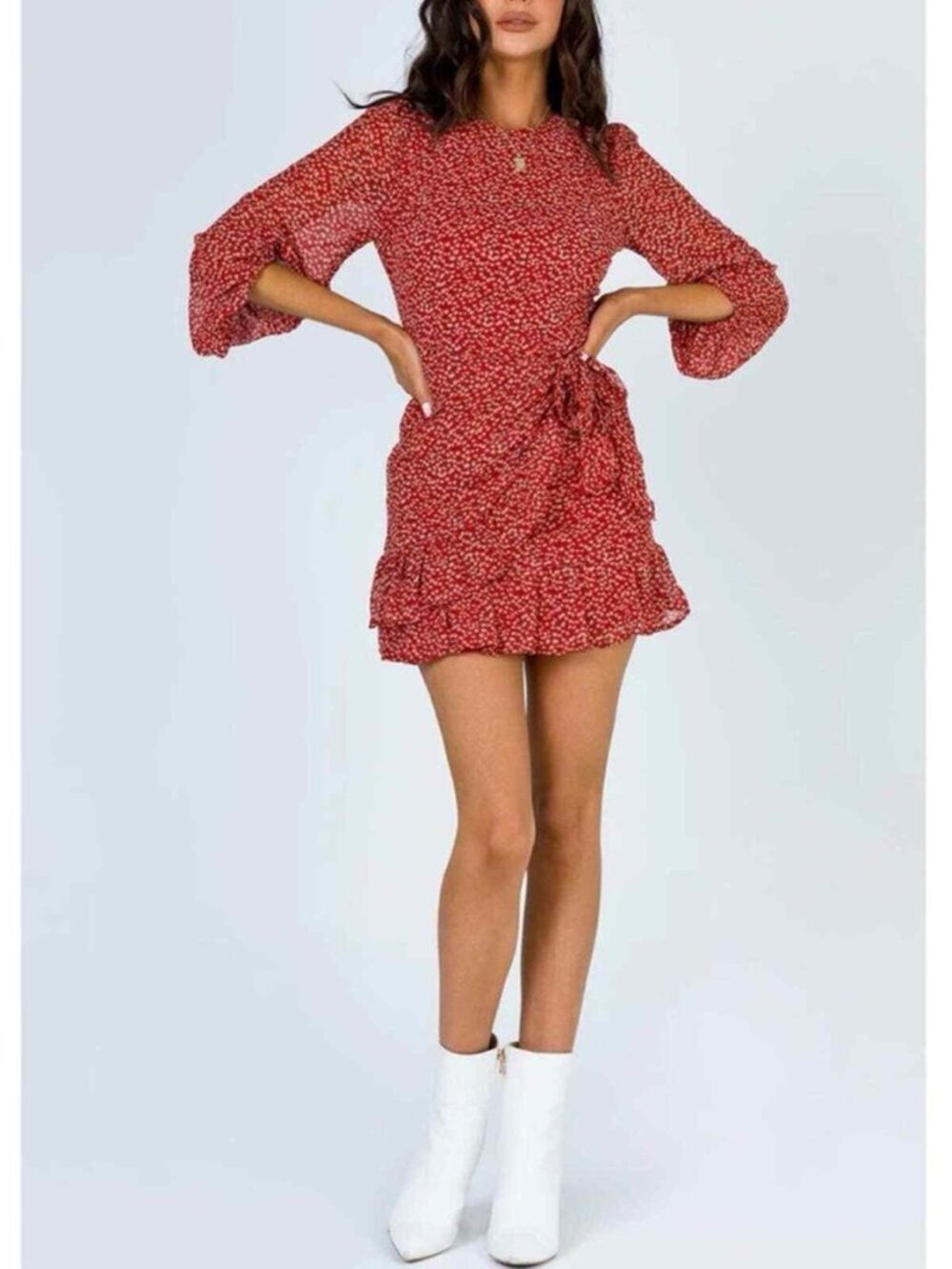 NWT Princess Polly Red Floral Long Sleeve Dress